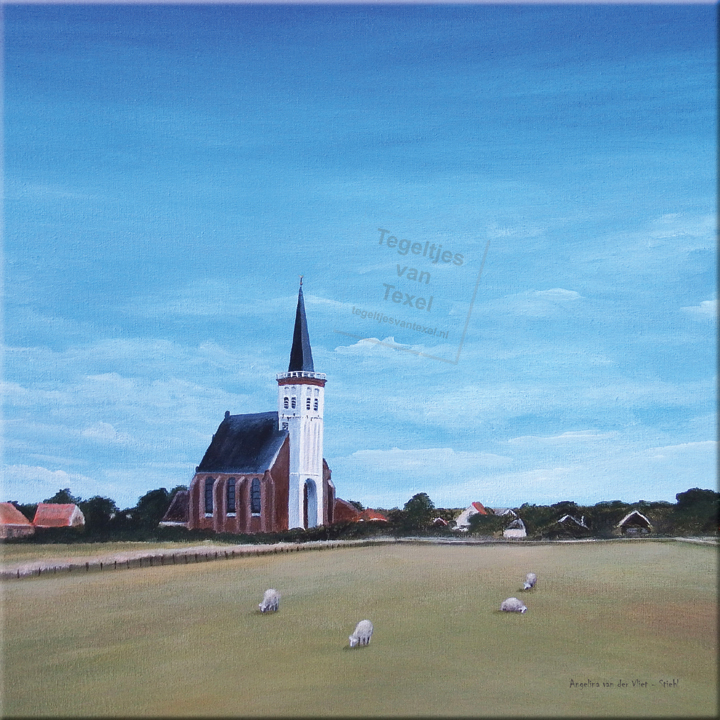 Tegeltjes van Texel met het Hoornder Kerkje door Angelina van der Vliet Stiehl