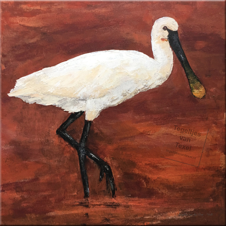 Tegeltjes van Texel met Lepelaar bruin door Angelina van der Vliet Stiehl