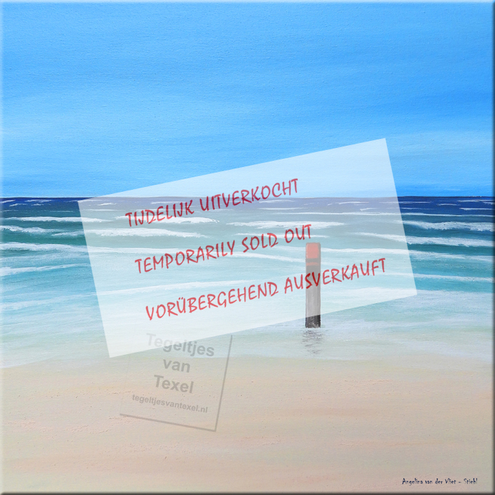 Tegeltjes van Texel met strandpaal met zee door Angelina van der Vliet Stiehl